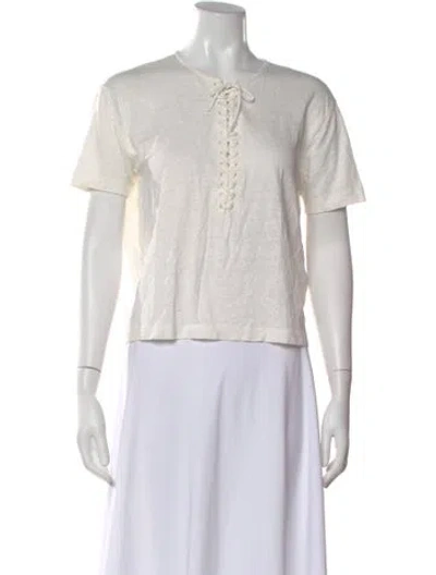 Pre-owned Sézane Linen Crew Neck T-shirt In Neutral