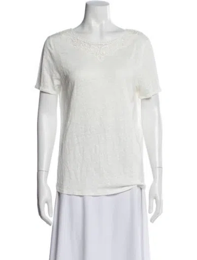 Pre-owned Sézane Linen Crew Neck T-shirt W/ Tags In White