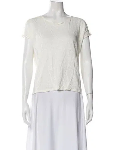 Pre-owned Sézane Linen Crew Neck T-shirt In White