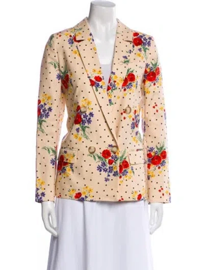 Pre-owned Sézane Linen Floral Print Blazer In Neutral