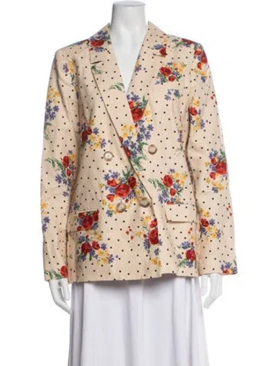 Pre-owned Sézane Linen Floral Print Blazer In Neutrals