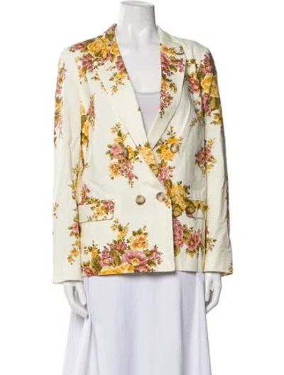Pre-owned Sézane Linen Floral Print Blazer In Yellow