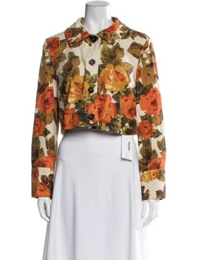 Pre-owned Sézane Linen Floral Print Jacket In Multi