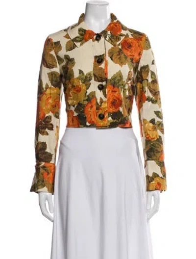 Pre-owned Sézane Linen Floral Print Jacket W/ Tags In Yellow