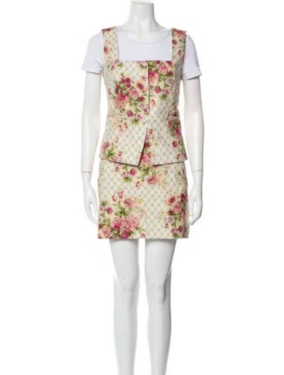 Pre-owned Sézane Linen Floral Print Skirt Set W/ Tags In Neutral