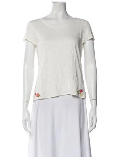 Pre-owned Sézane Linen Floral Print T-shirt In Neutrals/white