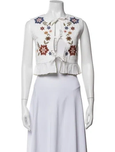 Pre-owned Sézane Linen Floral Print Vest In Neutrals