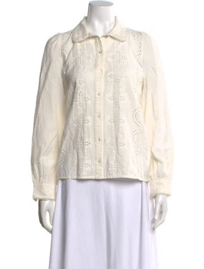 Pre-owned Sézane Linen Long Sleeve Blouse In Neutral