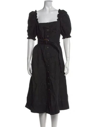 Pre-owned Sézane Linen Midi Length Dress In Black