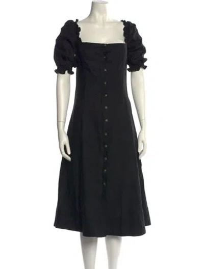 Pre-owned Sézane Linen Midi Length Dress In Black