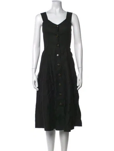Pre-owned Sézane Linen Midi Length Dress In Black