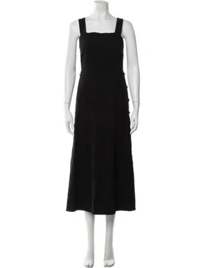 Pre-owned Sézane Linen Midi Length Dress In Black