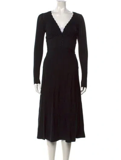 Pre-owned Sézane Linen Midi Length Dress In Black
