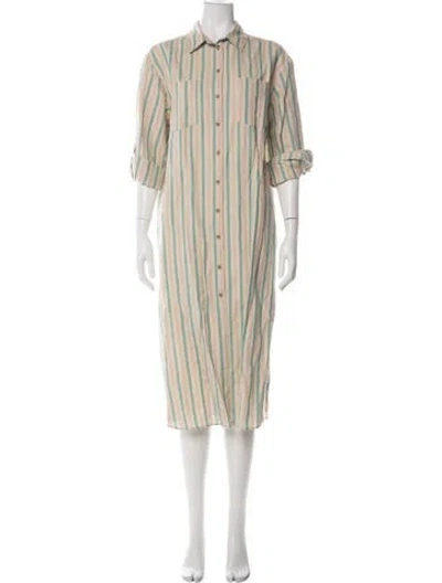 Pre-owned Sézane Linen Midi Length Dress In Green