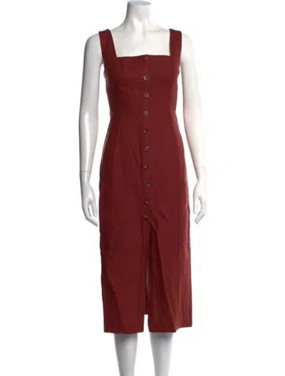 Pre-owned Sézane Linen Midi Length Dress In Red