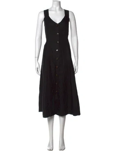 Pre-owned Sézane Linen Midi Length Dress W/ Tags In Black