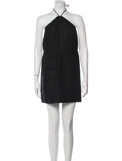 Pre-owned Sézane Linen Mini Dress In Black