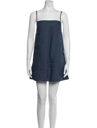 Pre-owned Sézane Linen Mini Dress In Blue