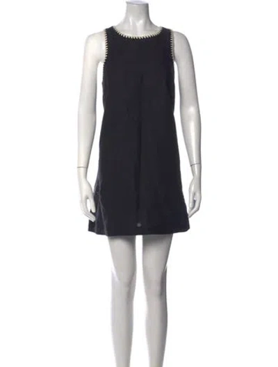 Pre-owned Sézane Linen Mini Dress In Blue