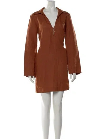 Pre-owned Sézane Linen Mini Dress In Brown
