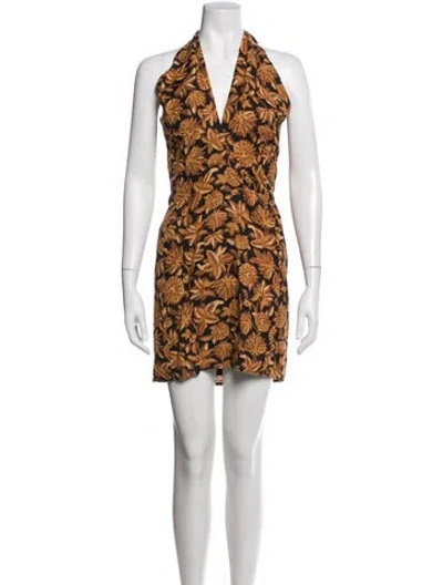 Pre-owned Sézane Linen Mini Dress In Brown