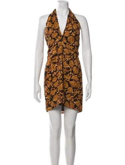 Pre-owned Sézane Linen Mini Dress In Brown