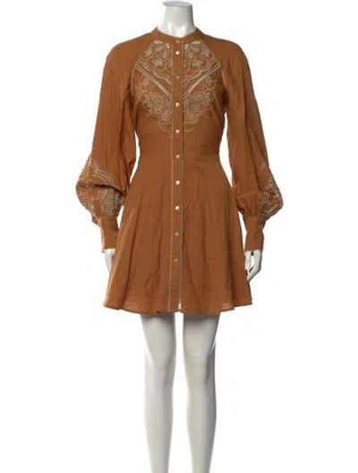 Pre-owned Sézane Linen Mini Dress In Brown
