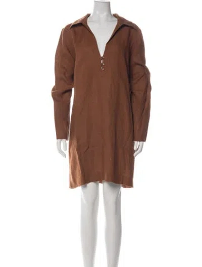 Pre-owned Sézane Linen Mini Dress In Green