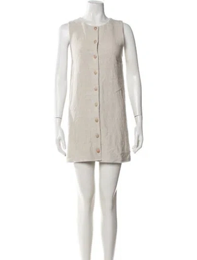 Pre-owned Sézane Linen Mini Dress In Grey