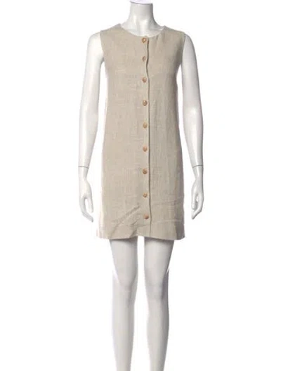 Pre-owned Sézane Linen Mini Dress In Neutral