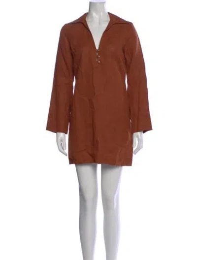 Pre-owned Sézane Linen Mini Dress In Orange