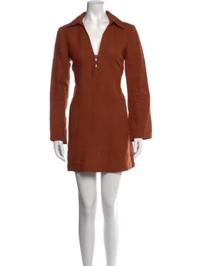 Pre-owned Sézane Linen Mini Dress In Orange