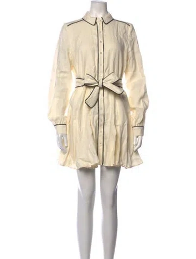 Pre-owned Sézane Linen Mini Dress In White