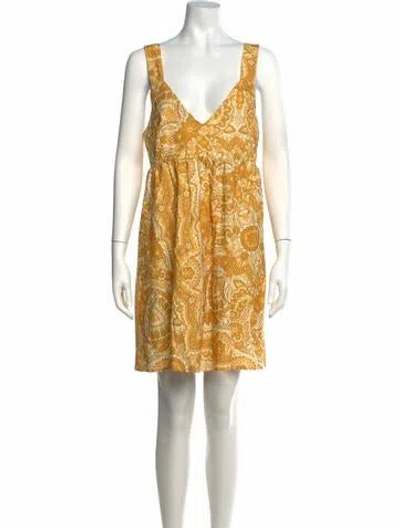 Pre-owned Sézane Linen Mini Dress In Yellow
