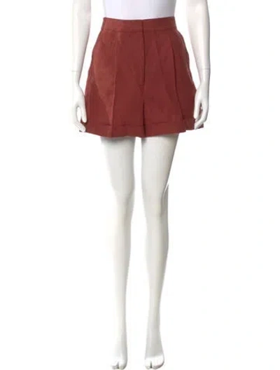 Pre-owned Sézane Linen Mini Shorts In Burgundy