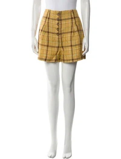 Pre-owned Sézane Linen Mini Shorts In Yellow