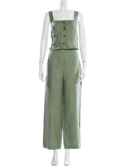 Pre-owned Sézane Linen Pleated Accents Pantsuit W/ Tags In Green