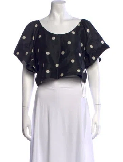 Pre-owned Sézane Linen Polka Dot Print Blouse In Black