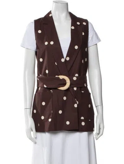 Pre-owned Sézane Linen Polka Dot Print Vest In Brown