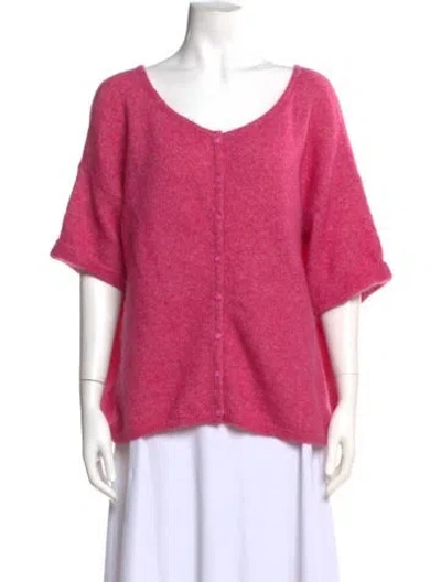 Pre-owned Sézane Linen Scoop Neck Sweater In Pink