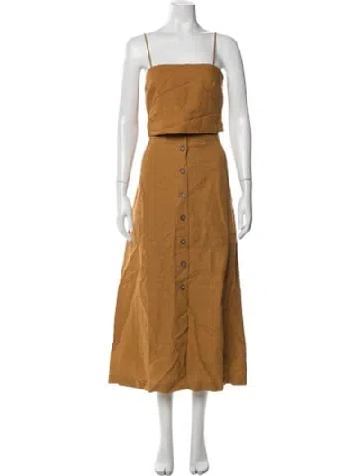 Pre-owned Sézane Linen Skirt Set W/ Tags In Orange