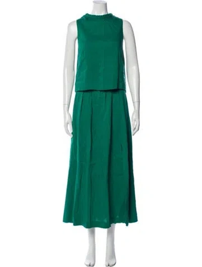 Pre-owned Sézane Linen Skirt Suit In Green
