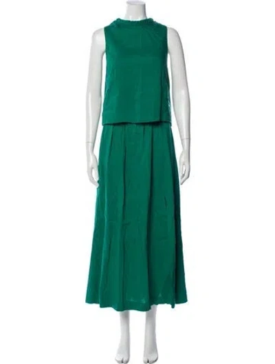 Pre-owned Sézane Linen Skirt Suit In Green
