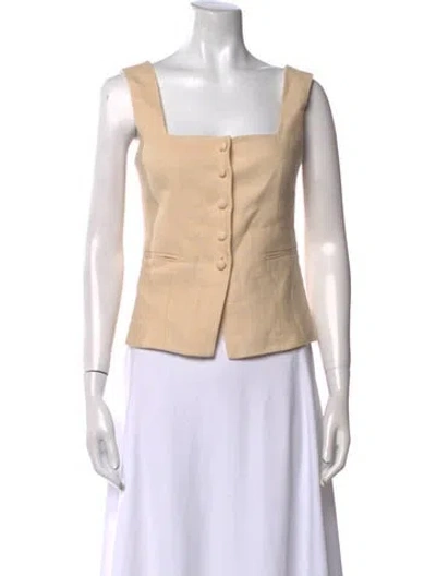 Pre-owned Sézane Linen Square Neckline Crop Top In Neutral
