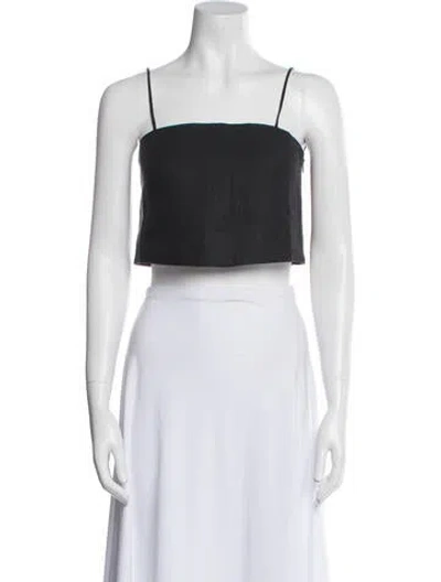 Pre-owned Sézane Linen Square Neckline Crop Top W/ Tags In Blue