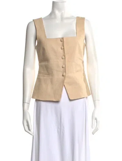 Pre-owned Sézane Linen Square Neckline Top In Neutral