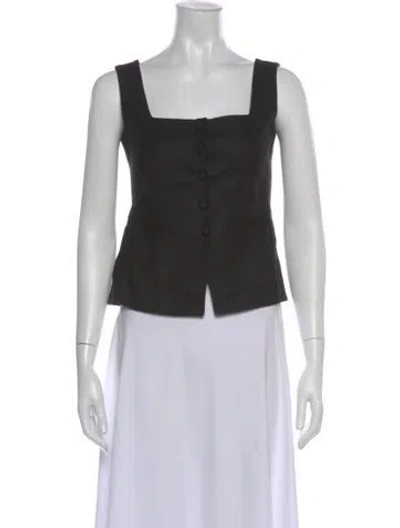 Pre-owned Sézane Linen Square Neckline Top W/ Tags In Black