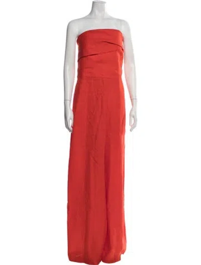 Pre-owned Sézane Linen Strapless Jumpsuit In Orange