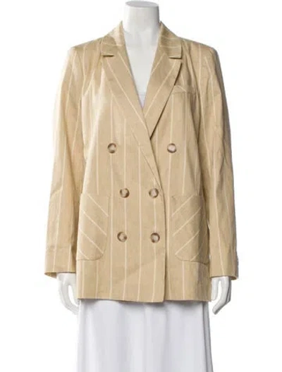 Pre-owned Sézane Linen Striped Blazer In Neutral
