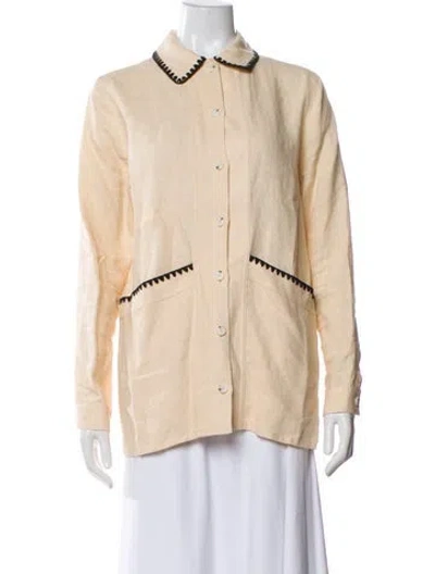 Pre-owned Sézane Linen Striped Utility Jacket In Neutral